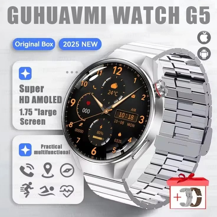 2025 New Originl Watch G5 PlUS Smart Watch 1.75" HD AMOLED Screen GPS track Heart Rate Bluetooth Call Compass Smartwatch for Men